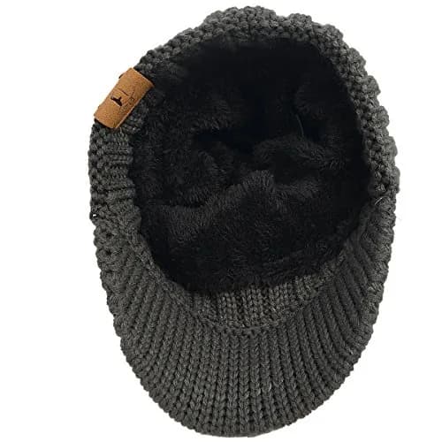 FORBUSITE Men Knit Beanie Visor Cap for Winter Women Thick Beanie with A Brim Grey | Unisex Chunky Visor for Cold Weather thumbnail 4