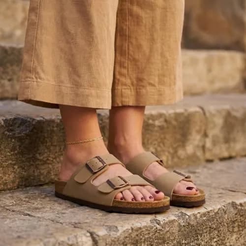 CUSHIONAIRE Lane Cork Slide Women's Sandals, Comfortable Sandals for Women, Taupe 7.5 | Supportive Cork Footbed & Casual Style thumbnail 2