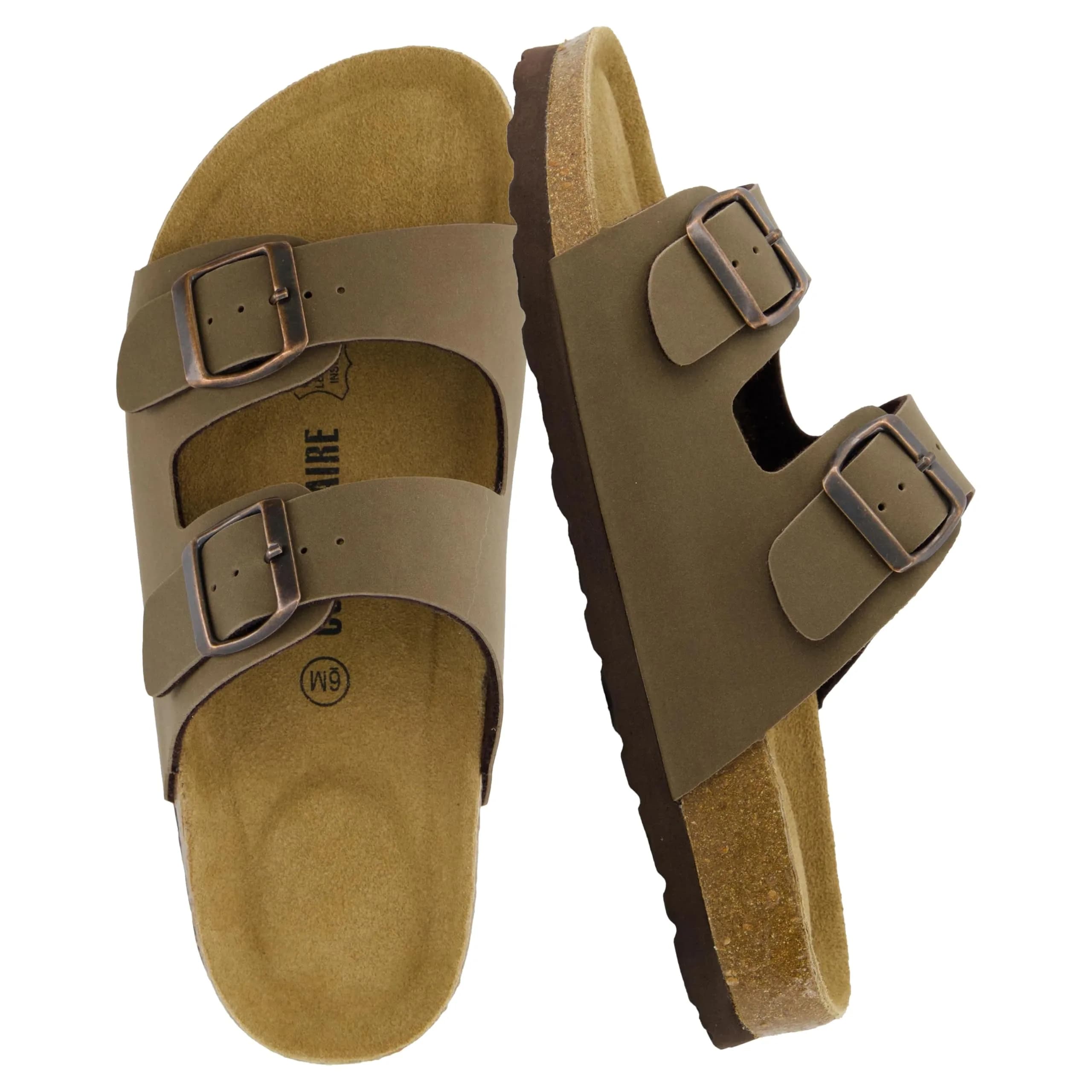 CUSHIONAIRE Lane Cork Slide Women's Sandals, Comfortable Sandals for Women, Brown 11 | Cushioned Cork Footbed for All-Day Comfort — Brown