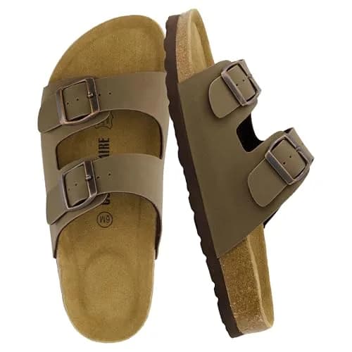 CUSHIONAIRE Lane Cork Slide Women's Sandals, Comfortable Sandals for Women, Brown 11 | Cushioned Cork Footbed for All-Day Comfort thumbnail 1