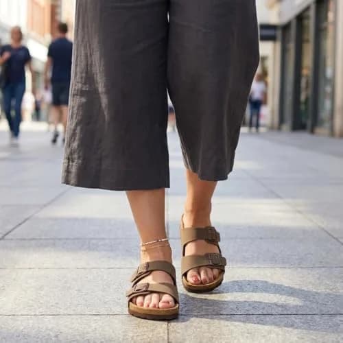 CUSHIONAIRE Lane Cork Slide Women's Sandals, Comfortable Sandals for Women, Brown 11 | Cushioned Cork Footbed for All-Day Comfort thumbnail 5