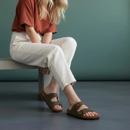 CUSHIONAIRE Lane Cork Slide Women's Sandals, Comfortable Sandals for Women, Brown 11 | Cushioned Cork Footbed for All-Day Comfort thumbnail 8