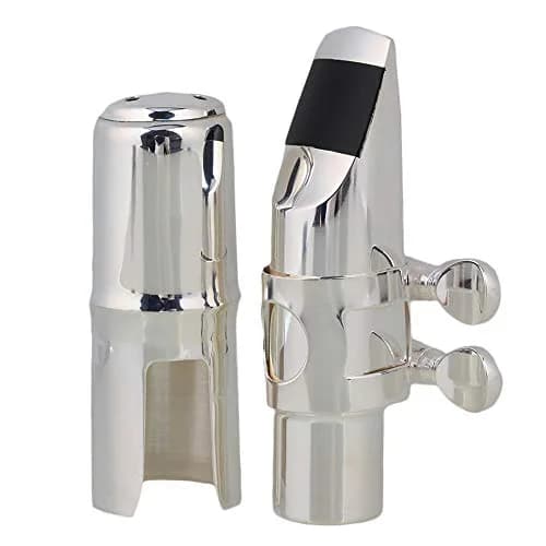 Yibuy Silver Brass #6 E-flat Alto Saxophone Mouthpiece with Cap Ligature | Balanced Tone for Professionals & Beginners thumbnail 1