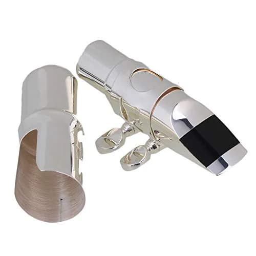 Yibuy Silver Brass #6 E-flat Alto Saxophone Mouthpiece with Cap Ligature | Balanced Tone for Professionals & Beginners thumbnail 3