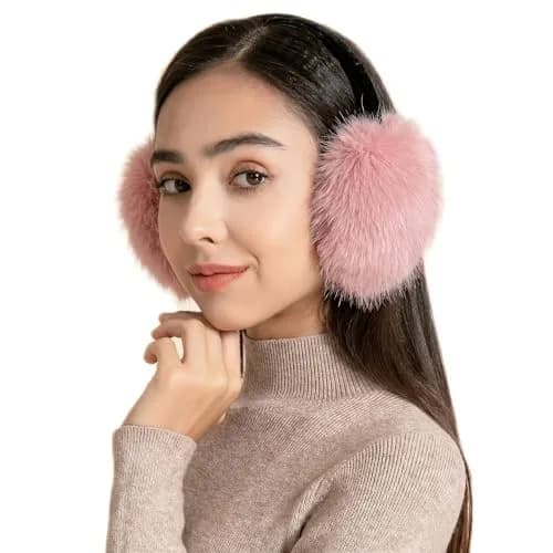 ZLYC Women Girls Winter Faux Fur Earmuffs Pink | Adjustable & Soft for Cold Weather thumbnail 1