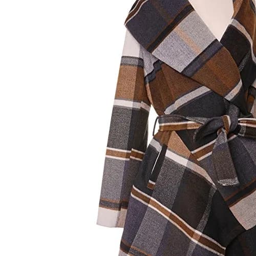 CHICWISH Wool Blend Coat X-Large | Earth Tone Check Asymmetric Hemline thumbnail 5