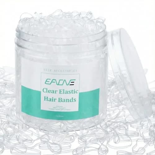 EAONE Clear Elastic Hair Rubber Bands, 1500pcs | No Damage Tiny Hair Ties for Women Girls, 20mm Diameter thumbnail 1