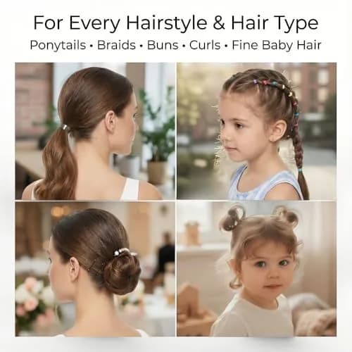 EAONE Clear Elastic Hair Rubber Bands, 1500pcs | No Damage Tiny Hair Ties for Women Girls, 20mm Diameter thumbnail 4
