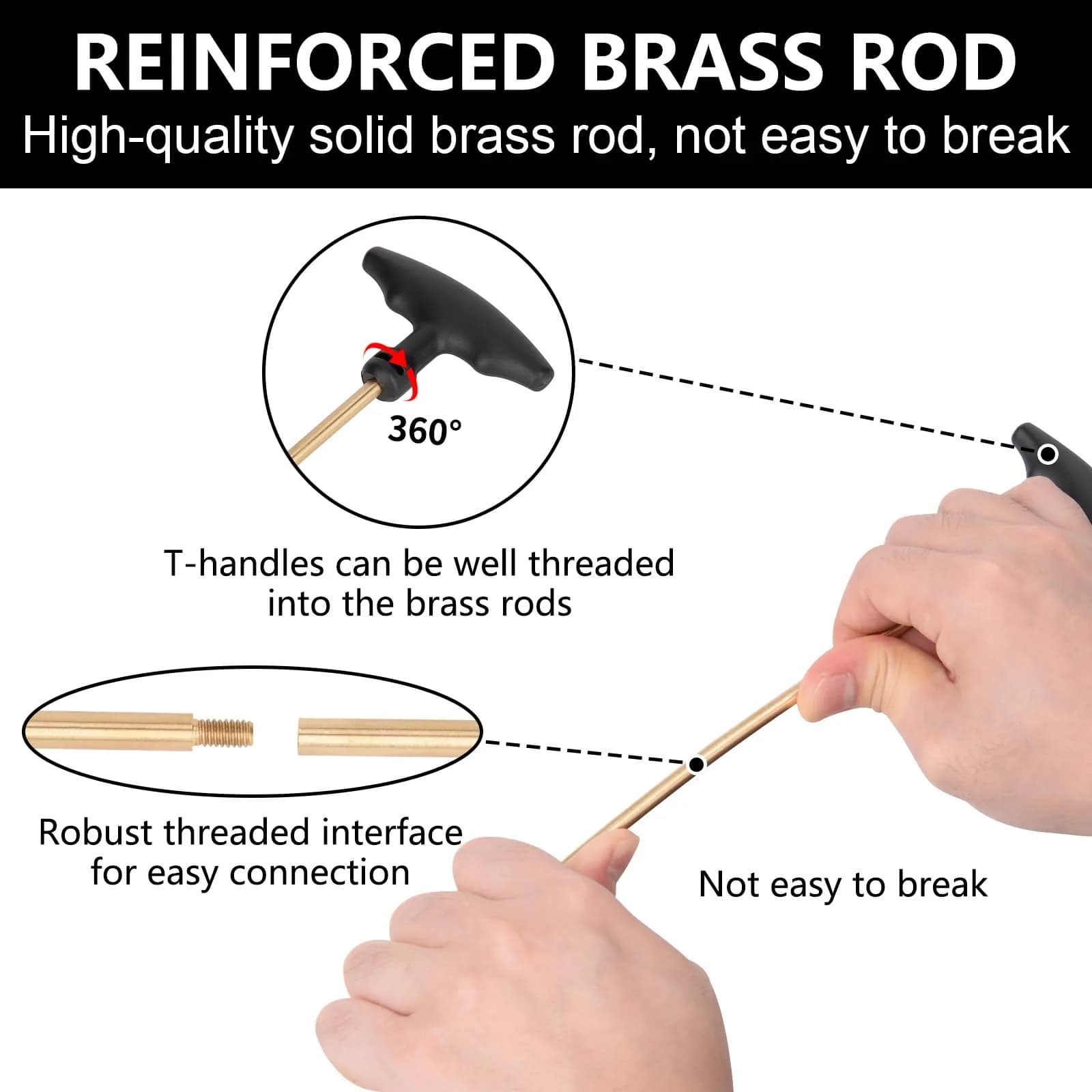 BOOSTEADY Universal Handgun Cleaning kit .22,.357,.38,9mm,.45 Caliber Pistol Cleaning Kit Bronze Bore Brush and Brass Jag Adapter thumbnail 4