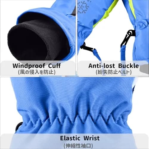 Azarxis Kids Winter Ski Gloves Waterproof Snow Glove for Snowboarding, Sledding (9-12 Years Old, Blue) | Warm, Waterproof & Durable thumbnail 4