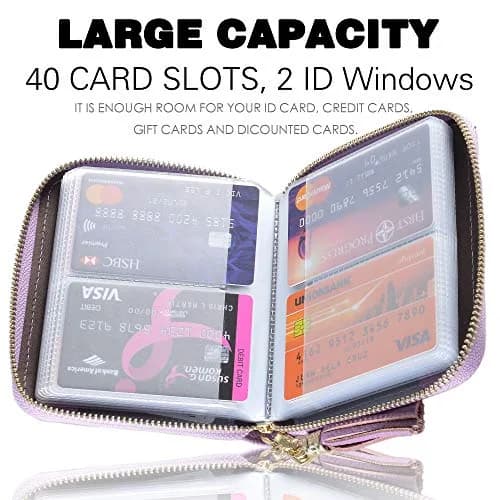 Easyoulife Womens Genuine Leather RFID Blocking Card Holder Wallet | 40 Card Slots thumbnail 3