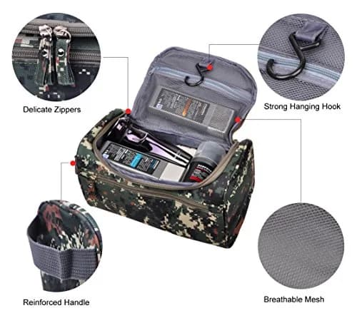 Vercord Mens Toiletry Bag Wash Travel Small Shaving Dop Kit Shower Bathroom Ditty Hygiene Bag Camo Mosaic | Water-Resistant & Portable thumbnail 5