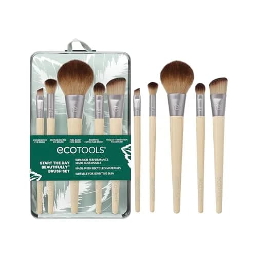 EcoTools 6 Piece Start the Day Beautifully Makeup Brush Set | Vegan & Cruelty-Free with Bamboo Handles thumbnail 1