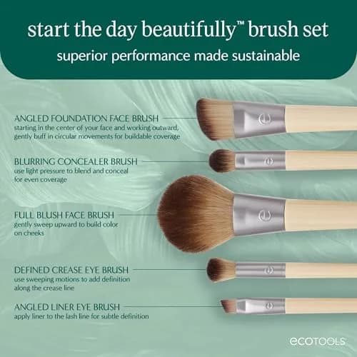 EcoTools 6 Piece Start the Day Beautifully Makeup Brush Set | Vegan & Cruelty-Free with Bamboo Handles thumbnail 2