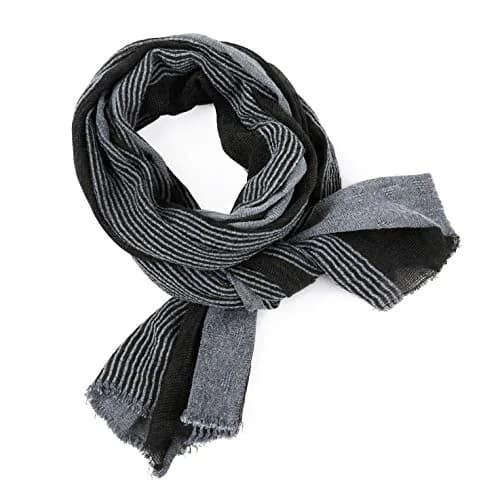 GERINLY Cotton-Linen Men Scarves Stripe Crinkle 75cm x 180cm | Reversible Summer Wrap for Travel & Casual Wear thumbnail 4