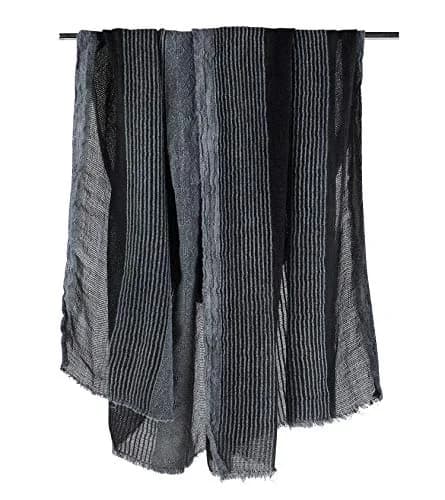 GERINLY Cotton-Linen Men Scarves Stripe Crinkle 75cm x 180cm | Reversible Summer Wrap for Travel & Casual Wear thumbnail 5