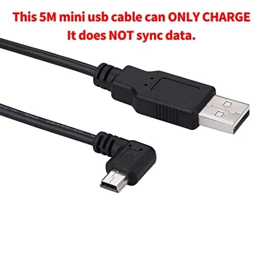 LARRITS Mini-USB Power Cable 5M (16.4ft) Right-Angle | Charging-Only for Dash Cam & GPS thumbnail 2
