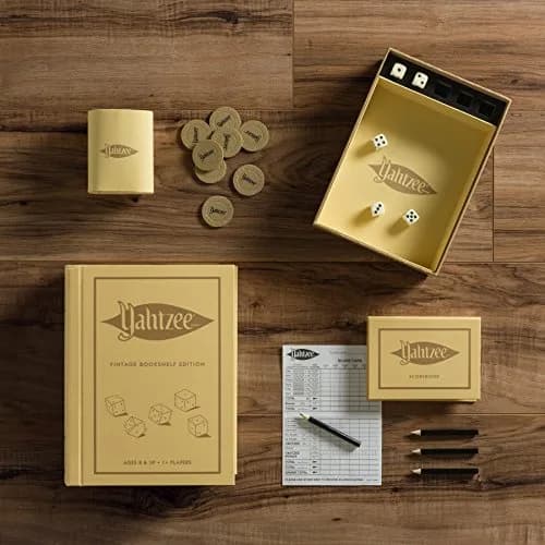 WS Game Company Yahtzee Vintage Bookshelf Edition Classic Dice Game Set | Elegant Decor & Fun thumbnail 2