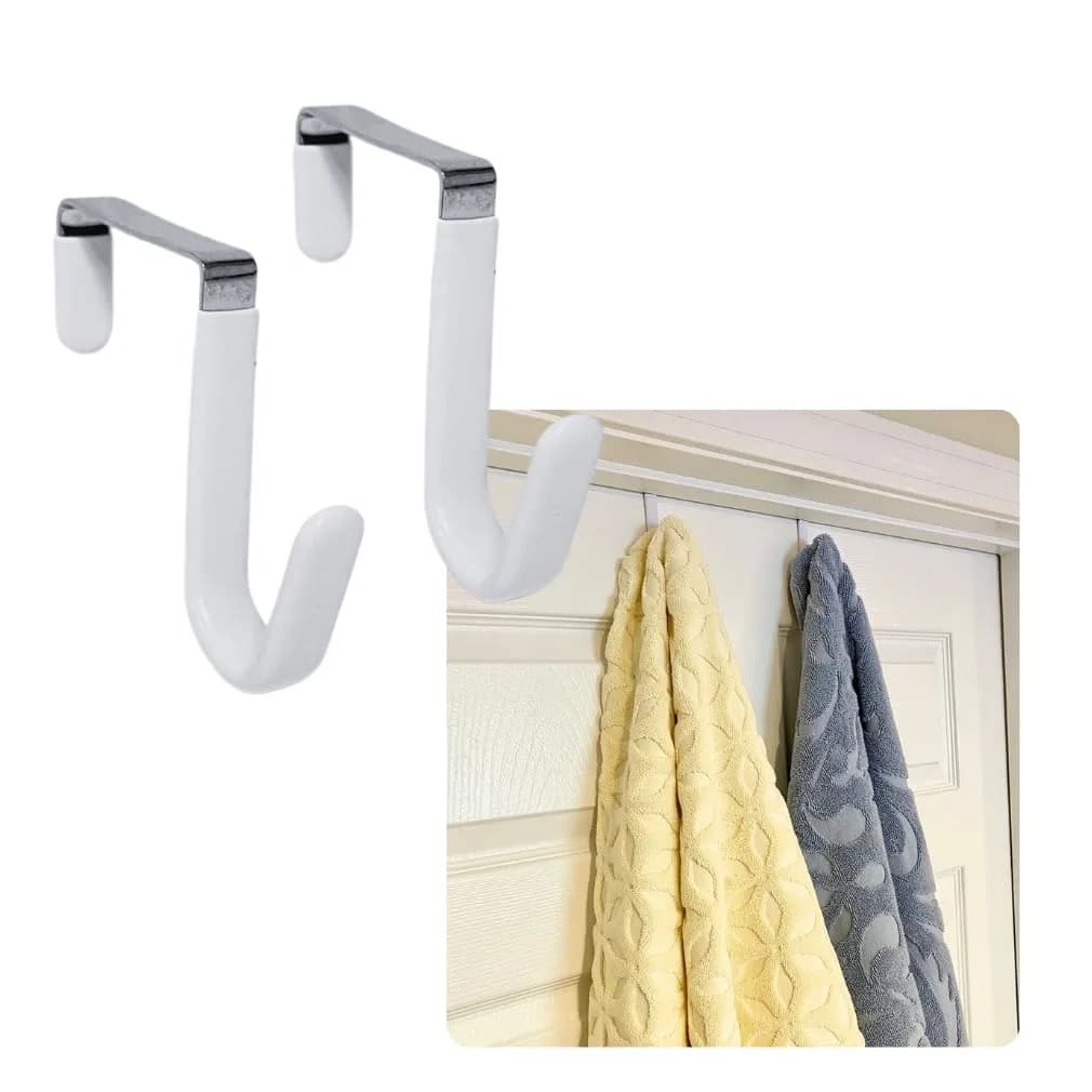 Evelots Over the Door Hooks, 2 Pack Heavy Duty Coat, Hat & Towel Hangers | Rust-Resistant Stainless Steel, Fits Doors up to 2 Inches Thick