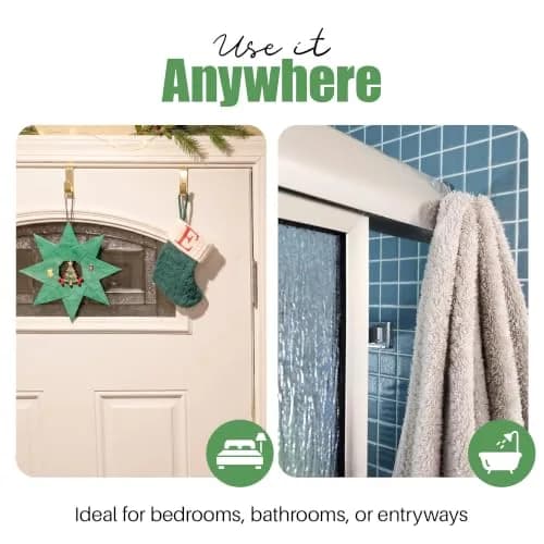 Evelots Over the Door Hooks, 2 Pack Heavy Duty Coat, Hat & Towel Hangers | Rust-Resistant Stainless Steel, Fits Doors up to 2 Inches Thick thumbnail 4