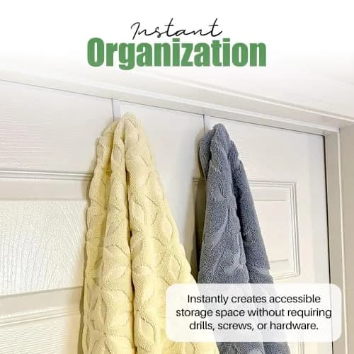 Evelots Over the Door Hooks, 2 Pack Heavy Duty Coat, Hat & Towel Hangers | Rust-Resistant Stainless Steel, Fits Doors up to 2 Inches Thick thumbnail 7