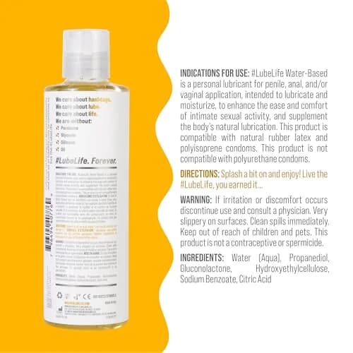 LubeLife Water Based Personal Lubricant 240ml (8 Fl Oz) | Condom & Toy Safe, Easy Clean-Up thumbnail 2