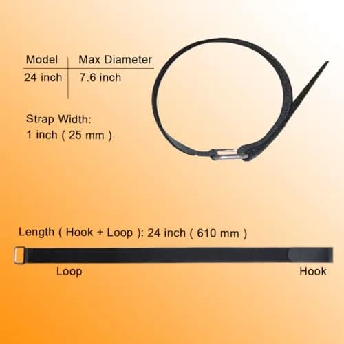 VIGAER 24 inch Hook and Loop Cable Strap - Reusable Nylon Fastening Strap, 12 Pack, Black, 24 inch (60 cm) | Durable & Adjustable thumbnail 2