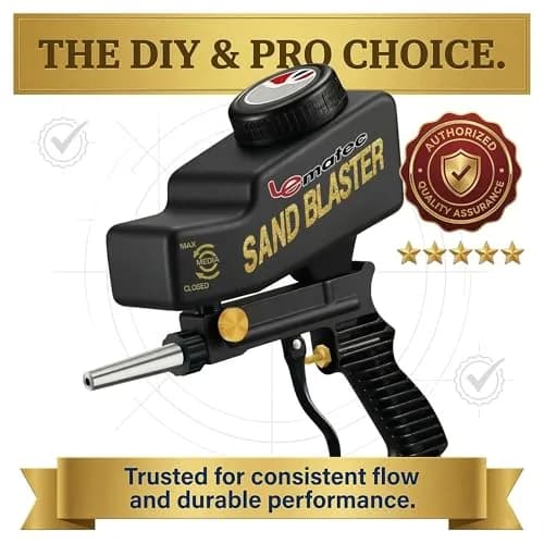 LE LEMATEC Portable Sand Blaster Gun Kit, Pneumatic Tool for Rust Removal | Precision, Dry Air Compatible (110-120 PSI, 4 CFM) thumbnail 8