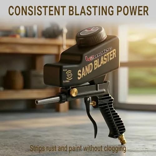 LE LEMATEC Portable Sand Blaster Gun Kit, Pneumatic Tool for Rust Removal | Precision, Dry Air Compatible (110-120 PSI, 4 CFM) thumbnail 2