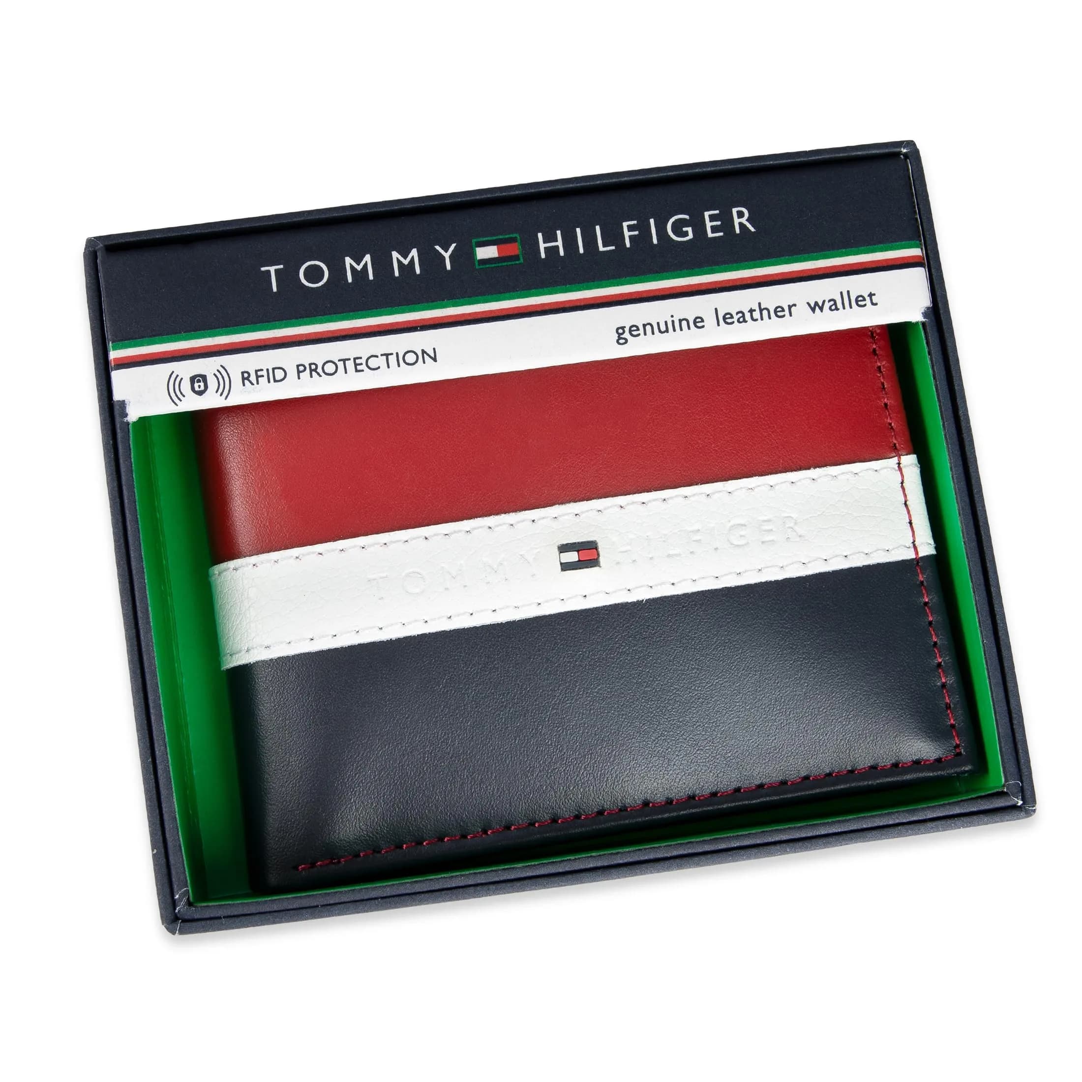 Tommy Hilfiger Men's Leather Bifold Wallet with Removable ID Window, Red/Navy (13.5 cm x 10.9 cm) | RFID Blocking Classic Passcase - view 5