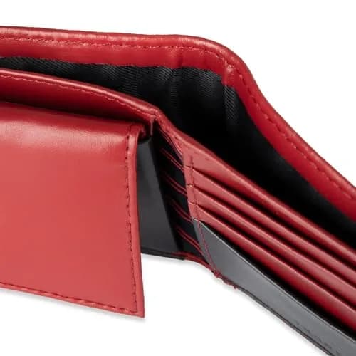 Tommy Hilfiger Men's Leather Bifold Wallet with Removable ID Window, Red/Navy (13.5 cm x 10.9 cm) | RFID Blocking Classic Passcase thumbnail 3