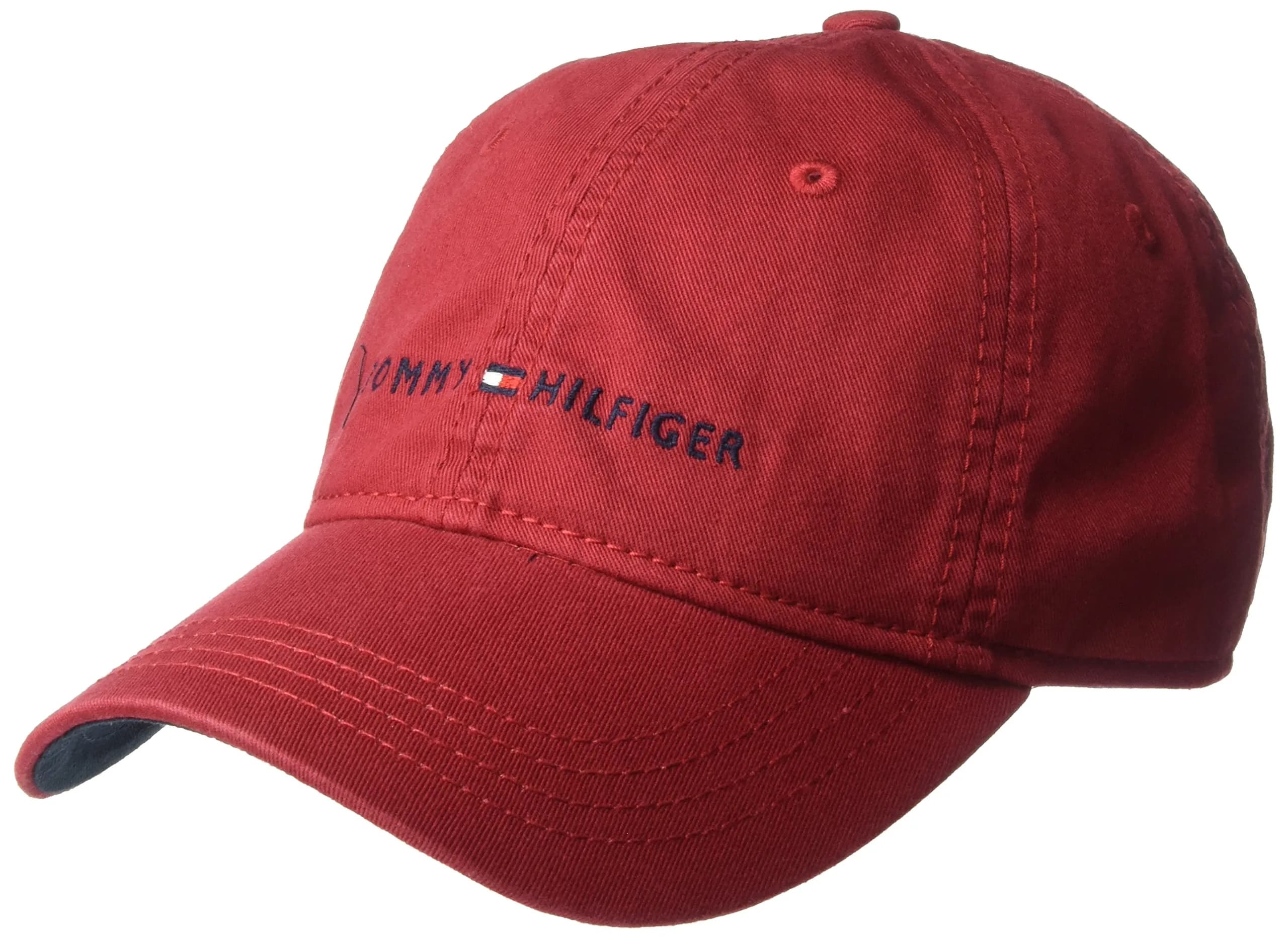 Tommy Hilfiger Men's Logo Dad Baseball Cap, Pine Grove, 100% Cotton | Adjustable Fit for Everyday Wear — Tommy Red