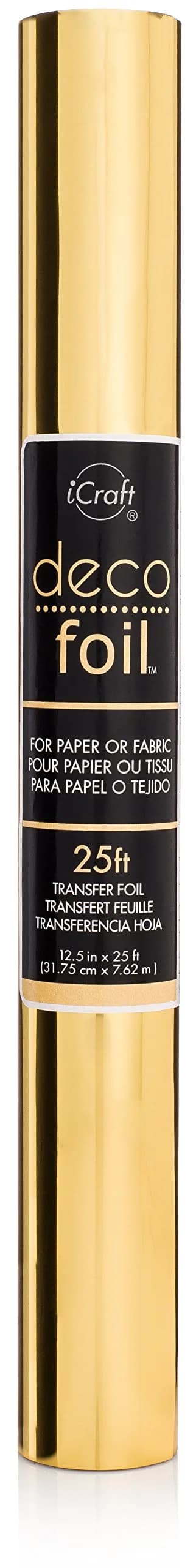 iCraft Deco Foil Transfer Sheets Gold - 12.5 inches x 25 feet Roll | Acid-Free, Washable - main product image