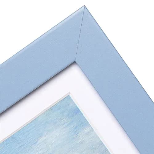 Muzilife Blue 5x7 Wood Picture Frame with Mat, Real Glass Cover, 4 Pack | Classic Rustic Wall & Tabletop Frame thumbnail 6