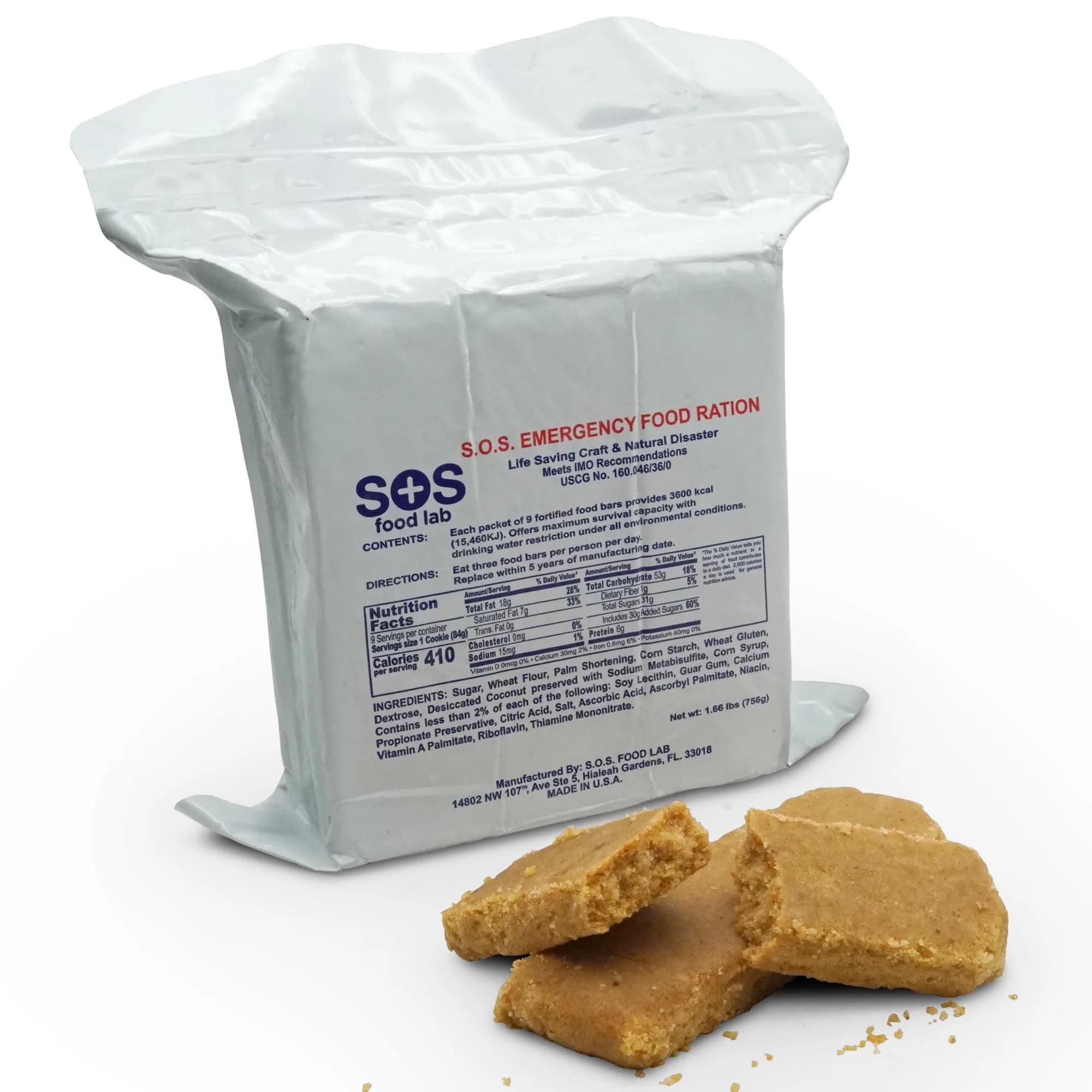 SOS Emergency Food Rations 3600 Calorie Pack | 5-Year Shelf Life, Ready to Eat, Coast Guard Approved (70-120 chars) — white