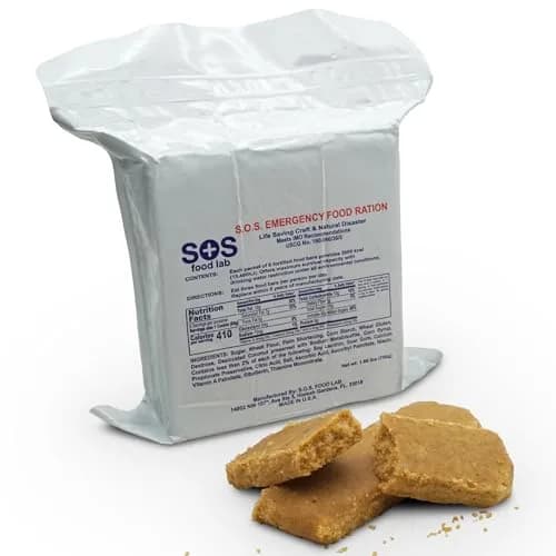 SOS Emergency Food Rations 3600 Calorie Pack | 5-Year Shelf Life, Ready to Eat, Coast Guard Approved (70-120 chars) thumbnail 1