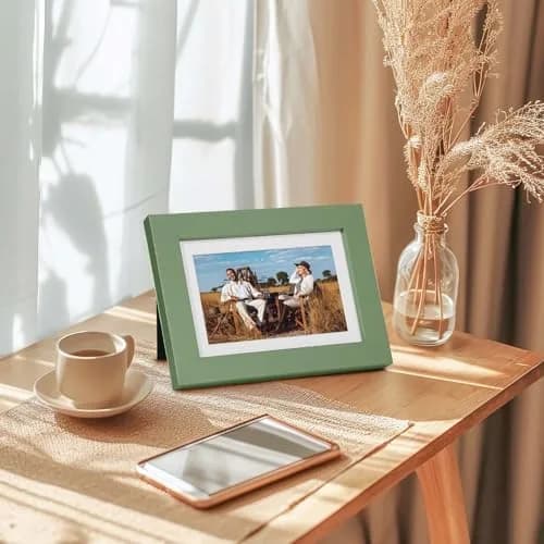 Muzilife Green 5x7 Wood Picture Frame with Mat, Real Glass Cover, 4 Pack | Classic Rustic Design for Wall & Tabletop Display thumbnail 5