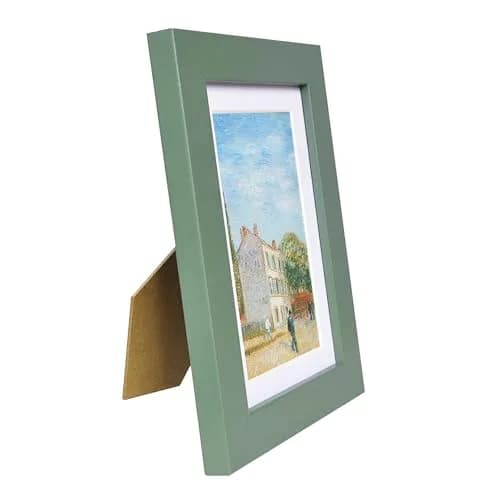 Muzilife Green 5x7 Wood Picture Frame with Mat, Real Glass Cover, 4 Pack | Classic Rustic Design for Wall & Tabletop Display thumbnail 6