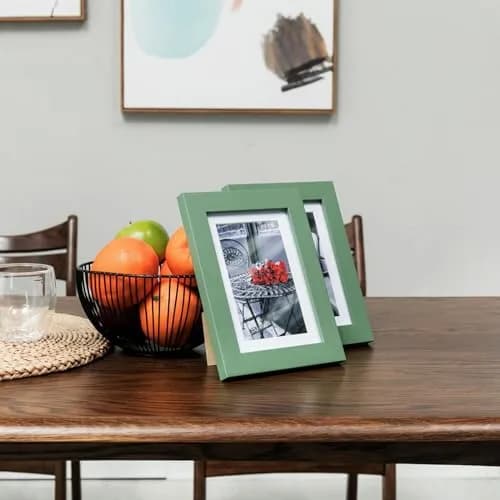 Muzilife Green 5x7 Wood Picture Frame with Mat, Real Glass Cover, 4 Pack | Classic Rustic Design for Wall & Tabletop Display thumbnail 7