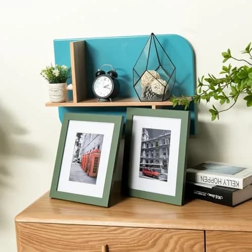Muzilife Green 5x7 Wood Picture Frame with Mat, Real Glass Cover, 4 Pack | Classic Rustic Design for Wall & Tabletop Display thumbnail 8