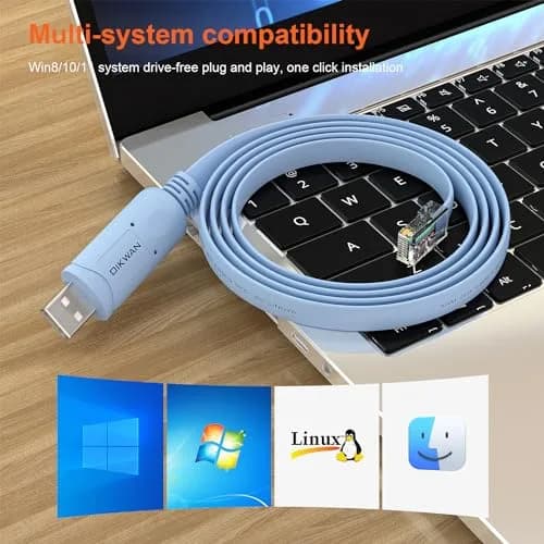 OIKWAN USB to RJ45 Console Cable 1.8m (6ft) Blue | Network Device Configuration Cable thumbnail 7