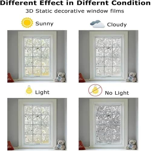 LEMON CLOUD Tulip Stained Glass Window Film 60cm x 200cm (23.6" x 78.7") | Static Cling Privacy & Rainbow Effect thumbnail 5