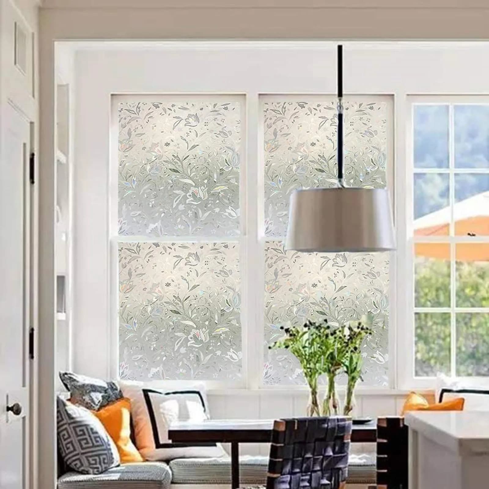 LEMON CLOUD Tulip Stained Glass Window Film 60cm x 200cm (23.6" x 78.7") | Static Cling Privacy & Rainbow Effect - view 2