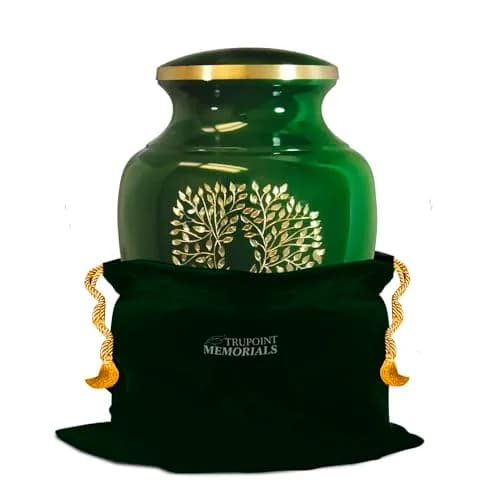 Trupoint Memorials Cremation Urns Tree of Life Large Green | Handcrafted Brass Adult & Pet Urn thumbnail 9