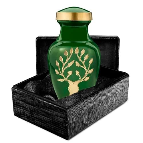 Trupoint Memorials Small Urn for Human Ashes | Tree of Life Keepsake, Green thumbnail 1