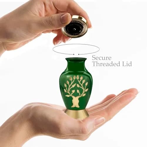 Trupoint Memorials Small Urn for Human Ashes | Tree of Life Keepsake, Green thumbnail 4