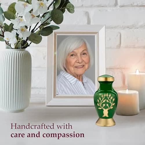 Trupoint Memorials Small Urn for Human Ashes | Tree of Life Keepsake, Green thumbnail 5