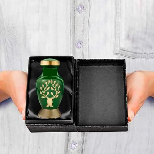 Trupoint Memorials Small Urn for Human Ashes | Tree of Life Keepsake, Green thumbnail 6
