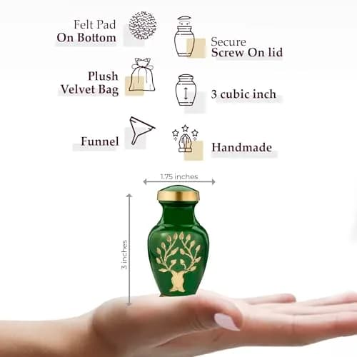 Trupoint Memorials Small Urn for Human Ashes | Tree of Life Keepsake, Green thumbnail 2