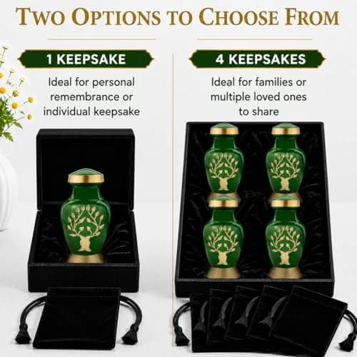 Trupoint Memorials Small Urn for Human Ashes | Tree of Life Keepsake, Green thumbnail 3